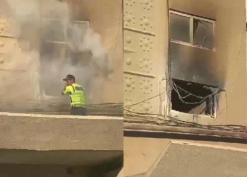 DYP əməkdaşları binada baş verən yanğını söndürdülər - Video