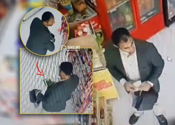 Bakıda kişi marketdən 175 manatlıq şokolad oğurladı - Video