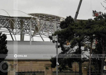 “Qarabağ”ın oyununun keçiriləcəyi stadionda sektorun tavanı uçdu - Foto