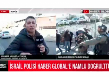 İsrail polisi Qüdsdə “Haber Global”ın əməkdaşlarına silah tuşlayıb